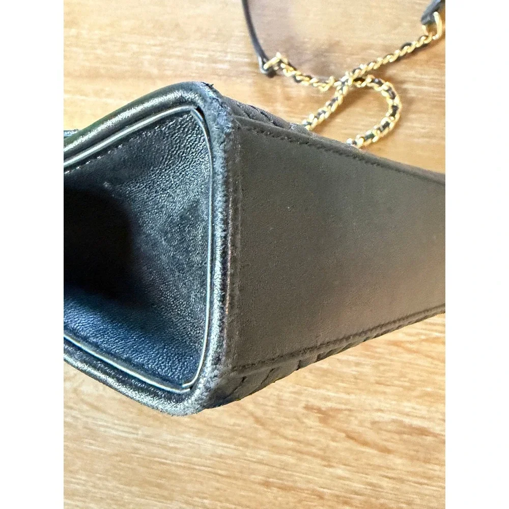Tory Burch Black Quilted Leather Fleming Convertible Shoulder Bag Gold Hardware
